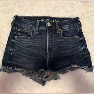 American Eagle Women's Dark Wash Denim Shorts Size 2 Mid Rise